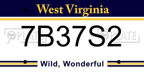 7B37S2 West Virginia License Plate