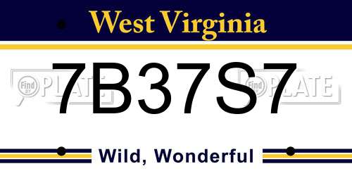 7B37S7 West Virginia License Plate