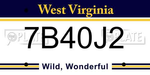 7B40J2 West Virginia License Plate