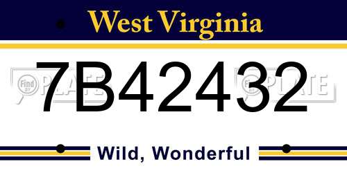 7B42432 West Virginia License Plate
