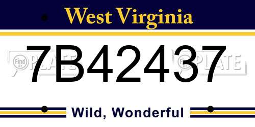 7B42437 West Virginia License Plate