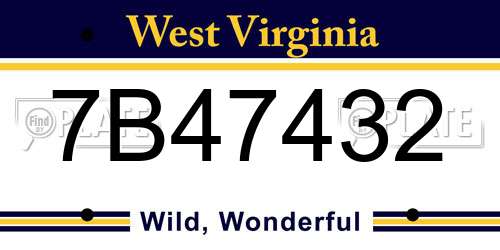 7B47432 West Virginia License Plate