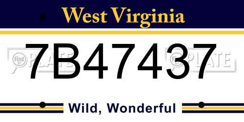 7B47437 West Virginia License Plate