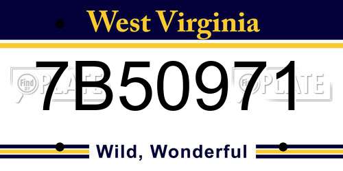 7B50971 West Virginia License Plate
