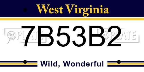 7B53B2 West Virginia License Plate