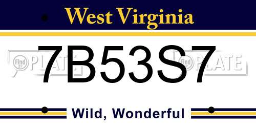 7B53S7 West Virginia License Plate