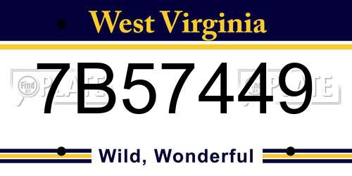 7B57449 West Virginia License Plate