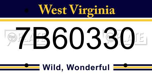 7B60330 West Virginia License Plate