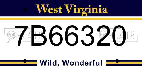 7B66320 West Virginia License Plate