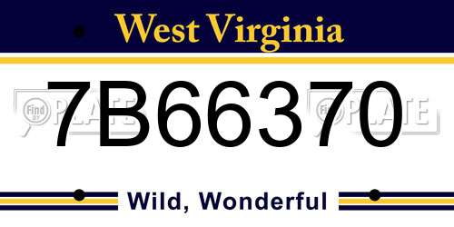 7B66370 West Virginia License Plate