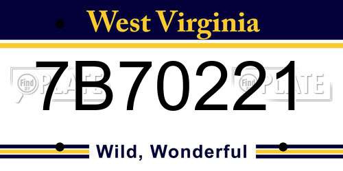 7B70221 West Virginia License Plate