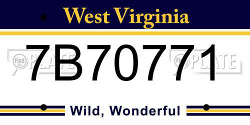 7B70771 West Virginia License Plate