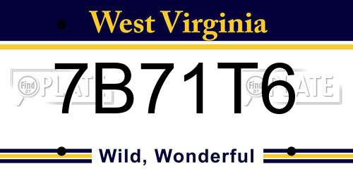 7B71T6 West Virginia License Plate