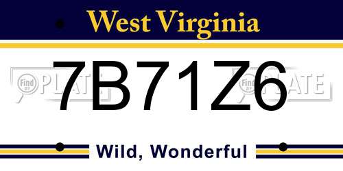 7B71Z6 West Virginia License Plate