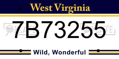 7B73255 West Virginia License Plate