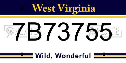 7B73755 West Virginia License Plate