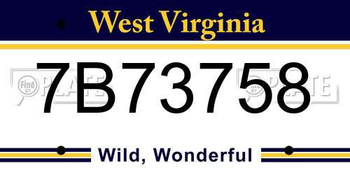 7B73758 West Virginia License Plate