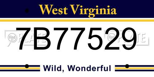 7B77529 West Virginia License Plate
