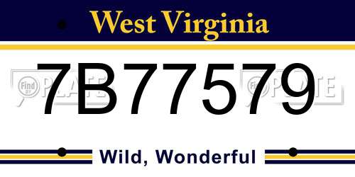 7B77579 West Virginia License Plate