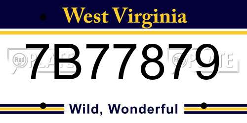 7B77879 West Virginia License Plate