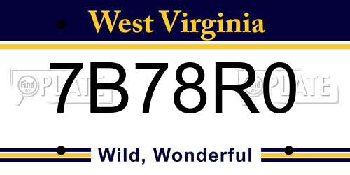 7B78R0 West Virginia License Plate