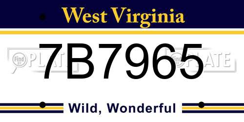 7B7965 West Virginia License Plate