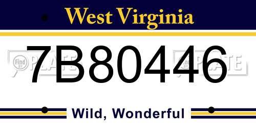 7B80446 West Virginia License Plate