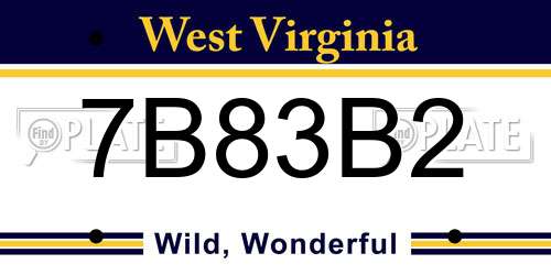 7B83B2 West Virginia License Plate