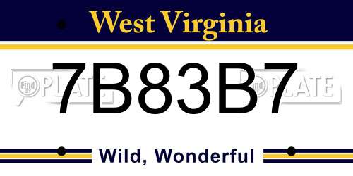 7B83B7 West Virginia License Plate