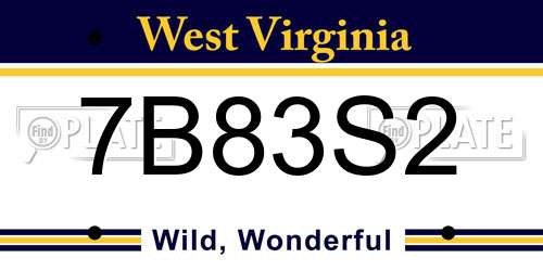 7B83S2 West Virginia License Plate