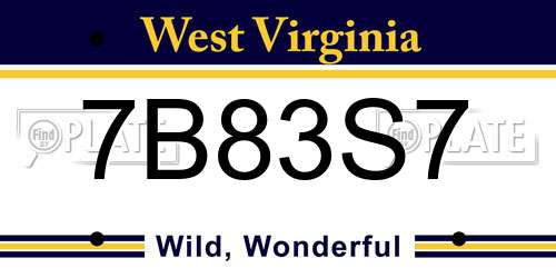 7B83S7 West Virginia License Plate