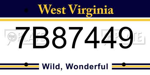 7B87449 West Virginia License Plate