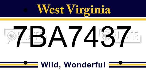 7BA7437 West Virginia License Plate
