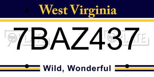 7BAZ437 West Virginia License Plate