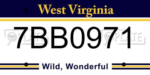 7BB0971 West Virginia License Plate
