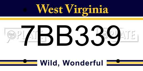 7BB339 West Virginia License Plate