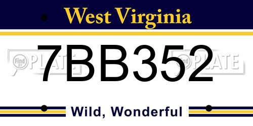 7BB352 West Virginia License Plate