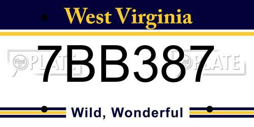 7BB387 West Virginia License Plate