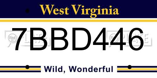 7BBD446 West Virginia License Plate