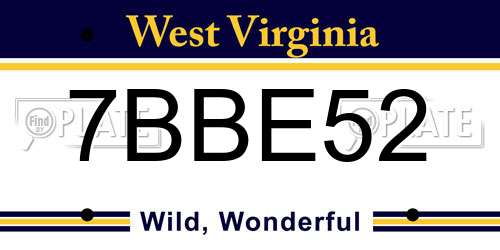 7BBE52 West Virginia License Plate