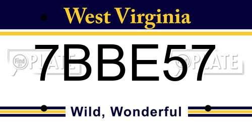 7BBE57 West Virginia License Plate