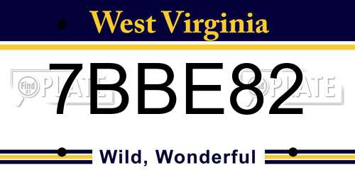 7BBE82 West Virginia License Plate