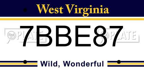 7BBE87 West Virginia License Plate