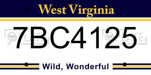 7BC4125 West Virginia License Plate