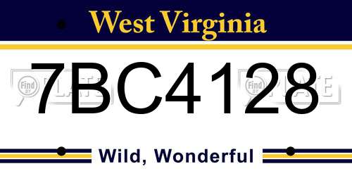 7BC4128 West Virginia License Plate