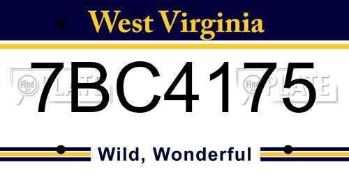 7BC4175 West Virginia License Plate