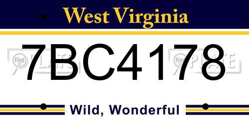 7BC4178 West Virginia License Plate