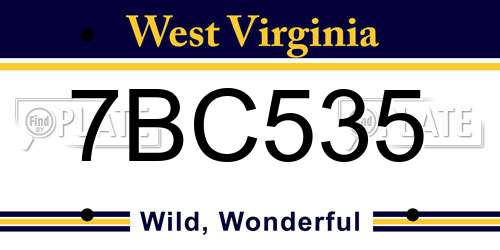 7BC535 West Virginia License Plate