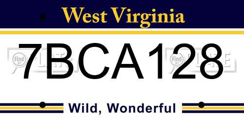 7BCA128 West Virginia License Plate