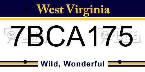 7BCA175 West Virginia License Plate